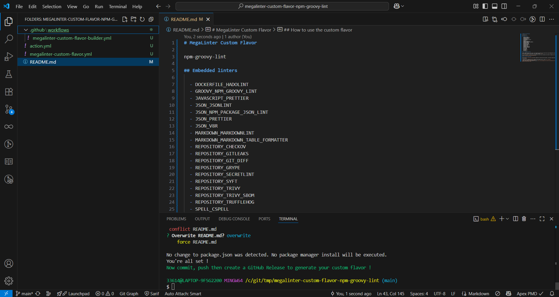 Custom flavor generated files in VS Code